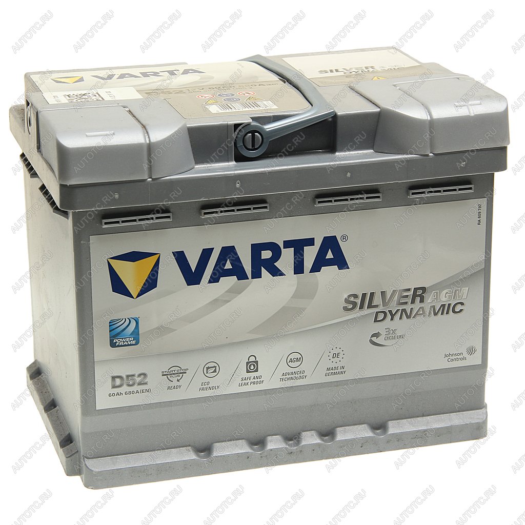 22 999 р. Аккумулятор VARTA Silver Dynamic AGM 60Ач обратная полярность VARTA 6ст60(0) d52 (a8)  с доставкой в г. Воронеж