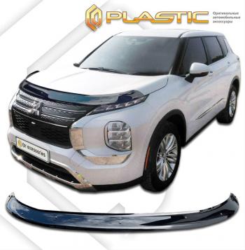 2 899 р. Дефлектор капота CA-Plastic exclusive Mitsubishi Outlander GF 3-ий рестайлинг (2018-2022) (серия Classic черный)  с доставкой в г. Воронеж. Увеличить фотографию 2