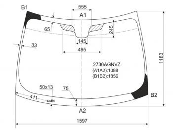 Стекло лобовое (Молдинг) Citroen Jumpy 07-17  Fiat Scudo 07-16  Peugeot Expert 07-17 FUYAO 2736AGNVZ