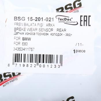 389 р. Датчик износа тормозных колодок BMW X3 (E83) задний (1шт.) BSG BSG bsg15201021  с доставкой в г. Воронеж. Увеличить фотографию 5
