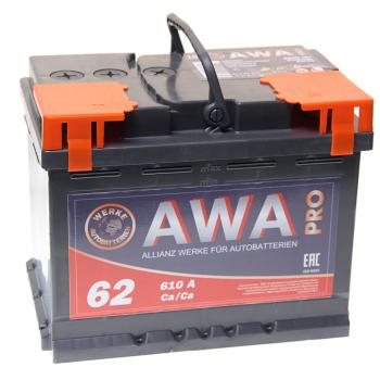 Аккумулятор AWA PRO 62Ач обратная полярность AWA 6ст62(0)