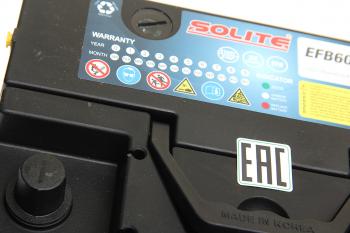 15 399 р. Аккумулятор SOLITE EFB 60Ач обратная полярность SOLITE 6ст60(0)  с доставкой в г. Воронеж. Увеличить фотографию 2