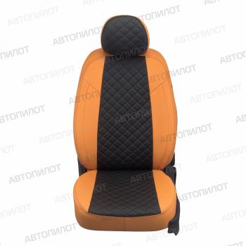 14 449 р. Чехлы на сиденья Ромб (40/60 экокожа) Автопилот  Geely Emgrand  SS11 (2021-2025) (оранжевый/черный)  с доставкой в г. Воронеж. Увеличить фотографию 2