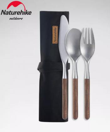Набор столовых приборов Naturehike 3 в 1 (нож, вилка, ложка), нержавеющая сталь,в чехле (уценка)  nh20cj014-31_u