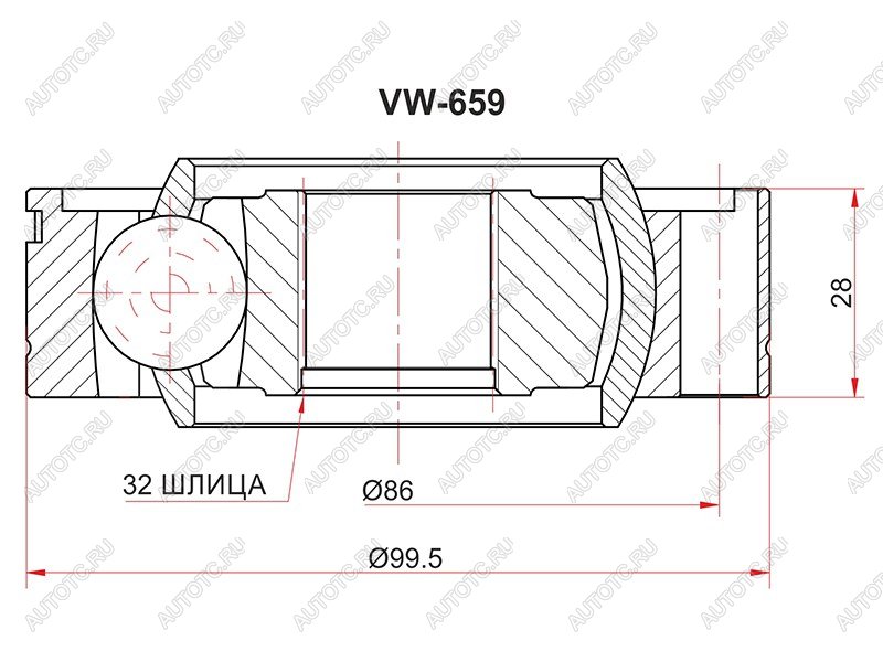 3 299 р. Шрус карданного вала BMW 7 E65666768 00-08X5 E53 99-06 SAT VW-659  с доставкой в г. Воронеж