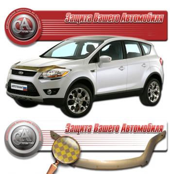 2 479 р. Дефлектор капота CA-Plastic  Ford Kuga  1 (2008-2013) (серия Шелкография золото)  с доставкой в г. Воронеж. Увеличить фотографию 2