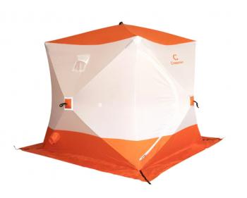 Палатка зимняя куб СЛЕДОПЫТ 2,1 х2,1 м, Oxford 210D PU 1000, оранжевыйбелый  pf-tw-06
