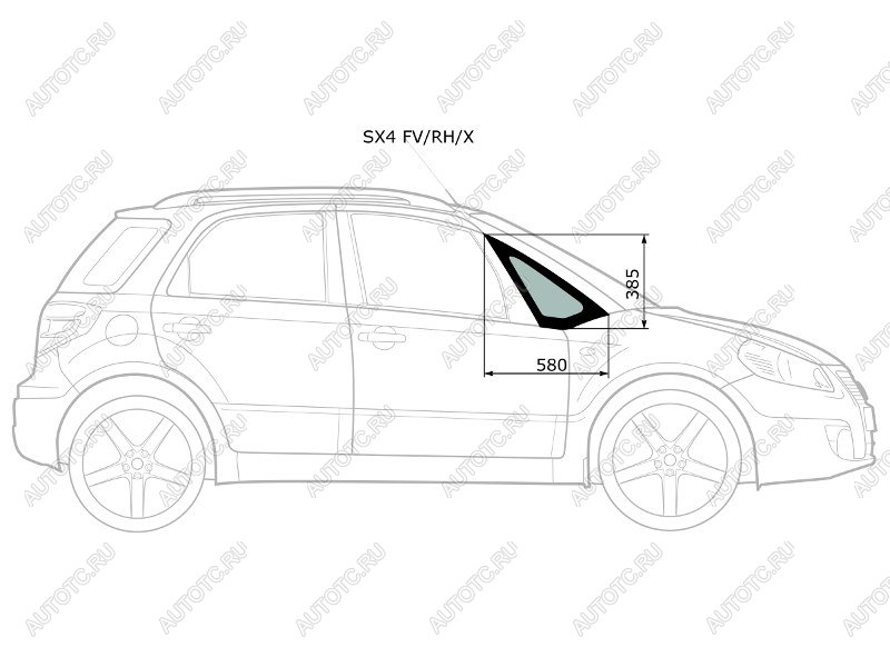 1 179 р. Стекло форточки (Спереди Справа Цвет зеленый) Suzuki SX4 06-16  Fiat Sedici 06-11 XYG SX4 FV/RH/X  с доставкой в г. Воронеж