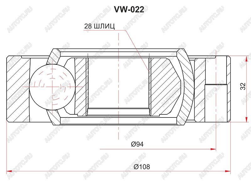 2 099 р. Шрус внутренний VW PASSAT B5 96-05AUDI A4A6 97-05 SAT VW-022  с доставкой в г. Воронеж