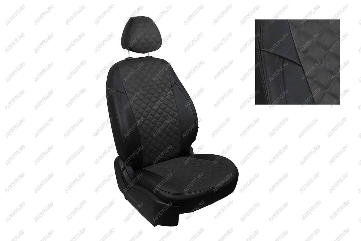 7 549 р. Чехлы на сиденье Алькантара Ромб (3G-15 40/60 экокожа) Seintex Nissan Almera G15 седан (2012-2019) (черный)  с доставкой в г. Воронеж