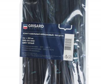 110 р. Хомут-стяжка 200х3.6 пластик черный (100шт.) GRISARD ELECTRIC GRISARD ELECTRIC gre-010-0010  с доставкой в г. Воронеж. Увеличить фотографию 2