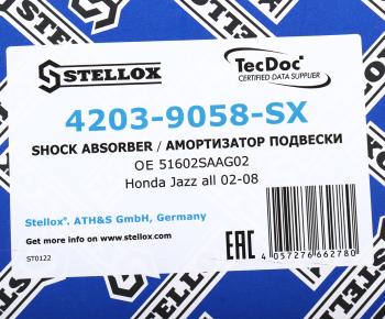 3 099 р. Амортизатор HONDA Jazz (02-08) передний левый газовый STELLOX STELLOX 4203-9058-sx  с доставкой в г. Воронеж. Увеличить фотографию 4
