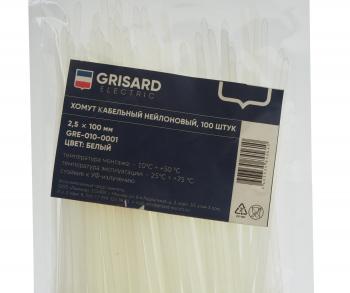 41 р. Хомут-стяжка 100х2.5 пластик белый (100шт.) GRISARD ELECTRIC GRISARD ELECTRIC gre-010-0001  с доставкой в г. Воронеж. Увеличить фотографию 2