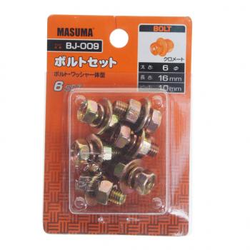 229 р. Болт М6.0x1.0х16.0 с гайкой, шайбой и гровером набор 6шт. MASUMA MASUMA bj-009  с доставкой в г. Воронеж. Увеличить фотографию 2