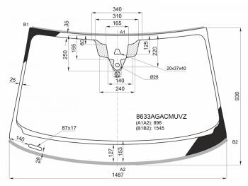 Стекло лобовое (Камера Датчик дождя Проекция Молдинг) Audi A5 16-  S5 17- FUYAO 8633AGACMUVZ
