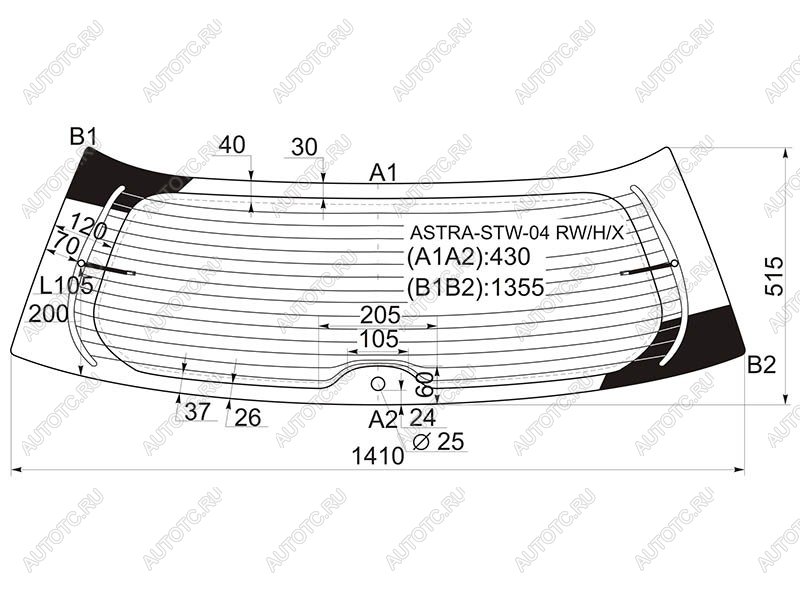 9 749 р. Стекло заднее (Цвет зеленый Обогрев) Opel Astra 04-13  Astra Family 11-14 XYG ASTRA-STW-04 RW/H/X  с доставкой в г. Воронеж