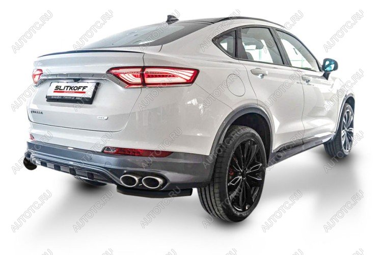 4 999 р. Защита заднего бампера уголки d57 Slitkoff  Geely Tugella  FY11,HPBA4 (2022-2025) рестайлинг ( Сталь с полимерным покрытием в цвет черный)  с доставкой в г. Воронеж