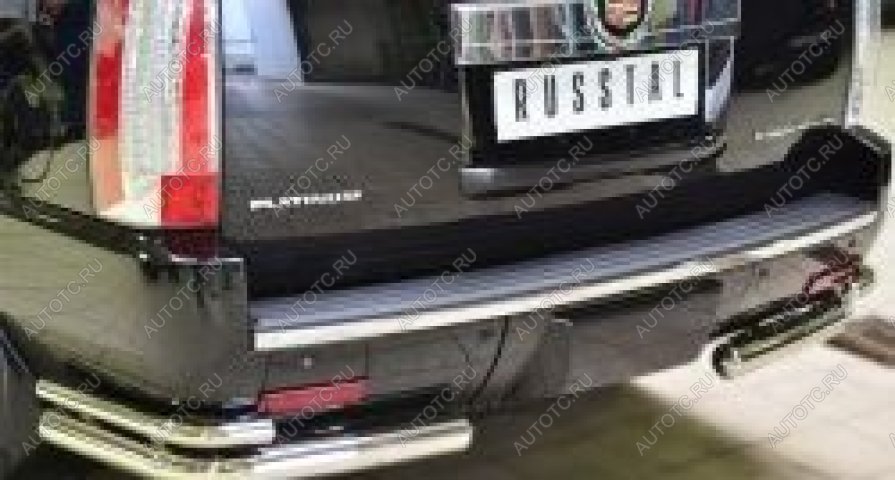 18 449 р. Защита заднего бампера уголки d57 (секции) d42 (секции) Slitkoff Cadillac Escalade GMT926 джип 5 дв. короткая база (2006-2014) (нержавейка полированная)  с доставкой в г. Воронеж
