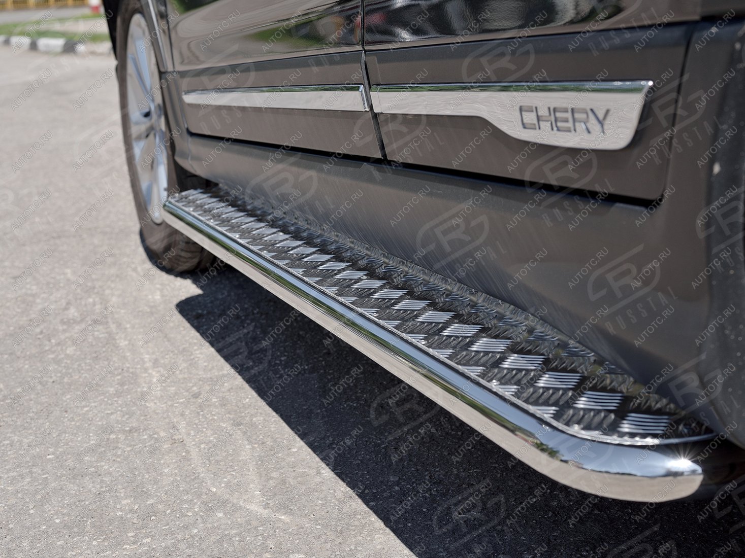 24 649 р. Пороги труба SLITKOFF  Chery Tiggo 5  (T21) (2014-2017) дорестайлинг (d42 мм)  с доставкой в г. Воронеж