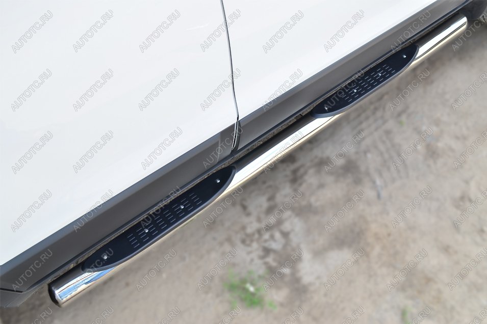 24 549 р. Пороги труба с накладкой SLITKOFF  Chevrolet Captiva (2013-2016) 2-ой рестайлинг (d76 мм)  с доставкой в г. Воронеж
