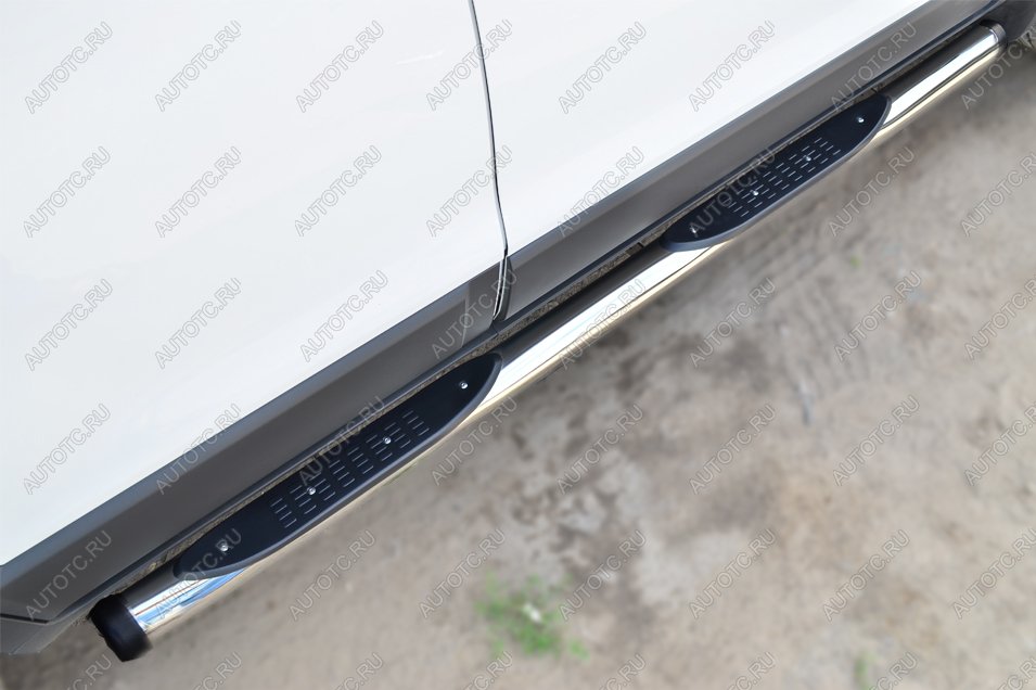 22 549 р. Пороги труба с накладкой SLITKOFF  Chevrolet Captiva (2013-2016) 2-ой рестайлинг (d76 мм)  с доставкой в г. Воронеж