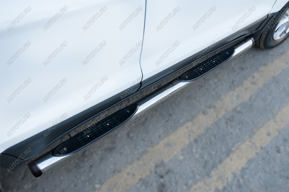 24 799 р. Пороги труба с накладками SLITKOFF Ford EcoSport дорестайлинг (2013-2019) (d76 мм)  с доставкой в г. Воронеж