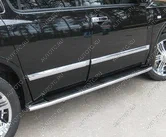 11 999 р. Пороги труба (по колесной базе) SLITKOFF  INFINITI QX56  JA60 (2004-2010) дорестайлинг, рестайлинг (нержавейка, на торцах округлая напайка под 90 градусов)  с доставкой в г. Воронеж
