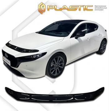 1 999 р. Дефлектор капота CA-Plastic Mazda 3/Axela BP хэтчбэк (2019-2025) (серия Classic черный)  с доставкой в г. Воронеж. Увеличить фотографию 2