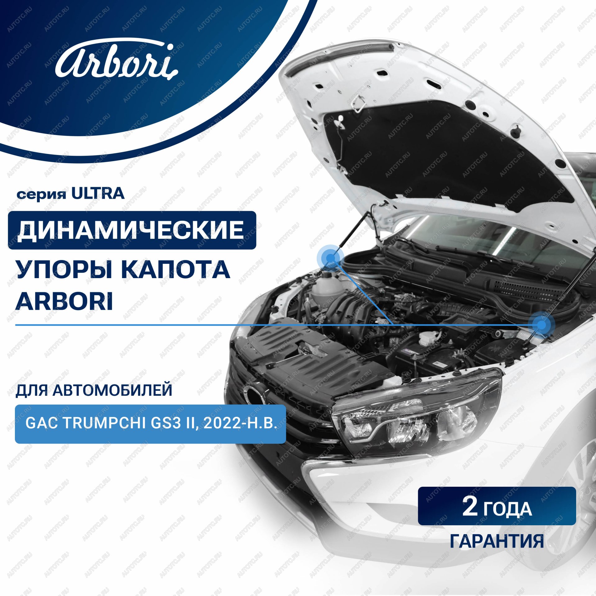 3 499 р. Упоры капота Arbori  GAC GS3 (2023-2025)  с доставкой в г. Воронеж