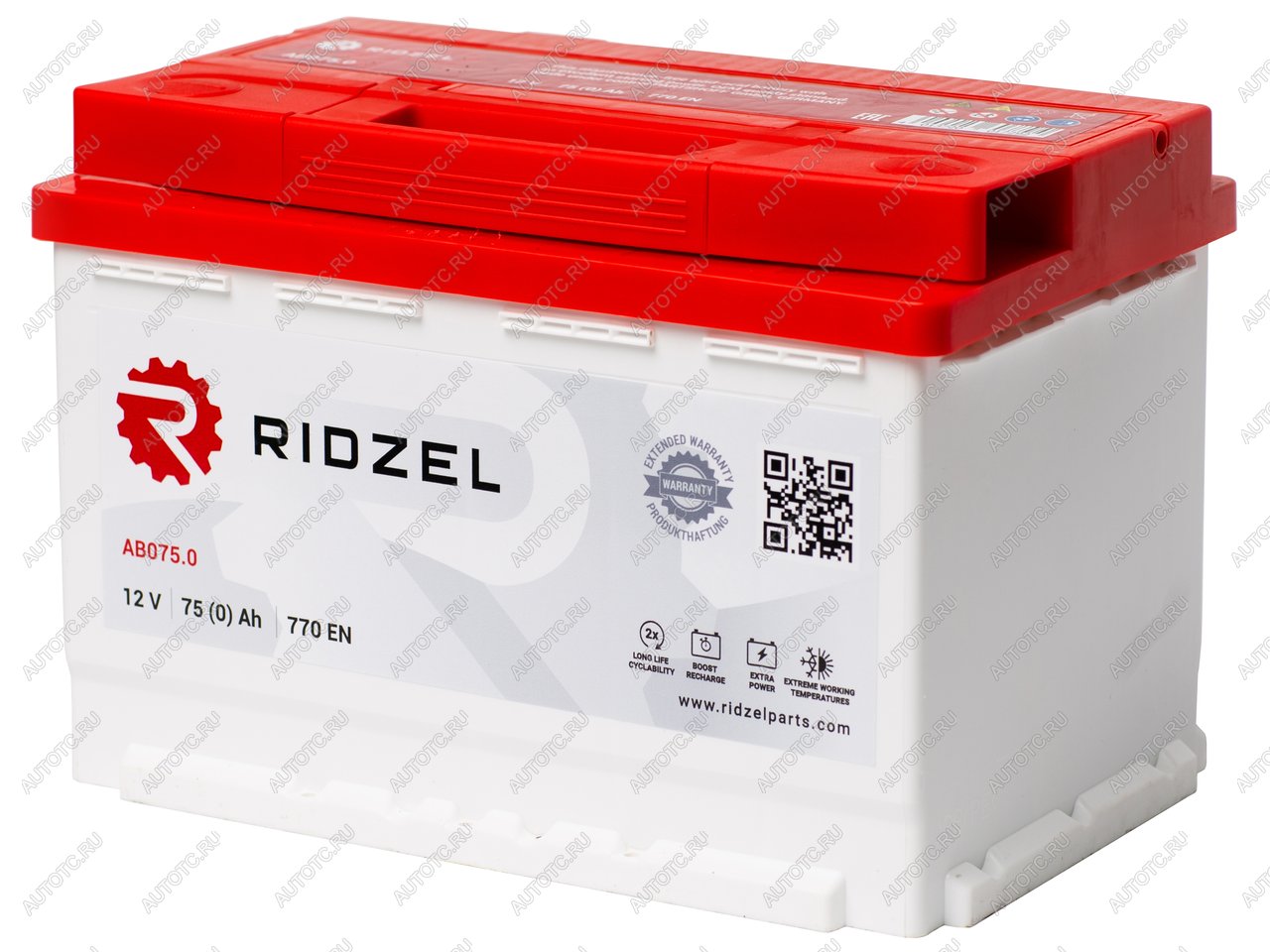 9 199 р. Аккумулятор RIDZEL 75Ач обратная полярность RIDZEL 6ст75(0) ab075.0  с доставкой в г. Воронеж