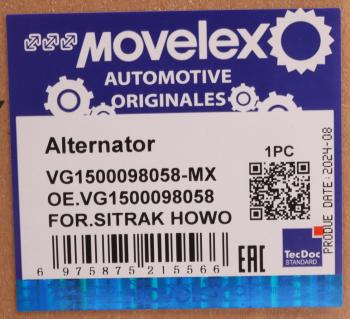 10 649 р. Генератор SITRAK HOWO MOVELEX MOVELEX vg1500098058-mx  с доставкой в г. Воронеж. Увеличить фотографию 11