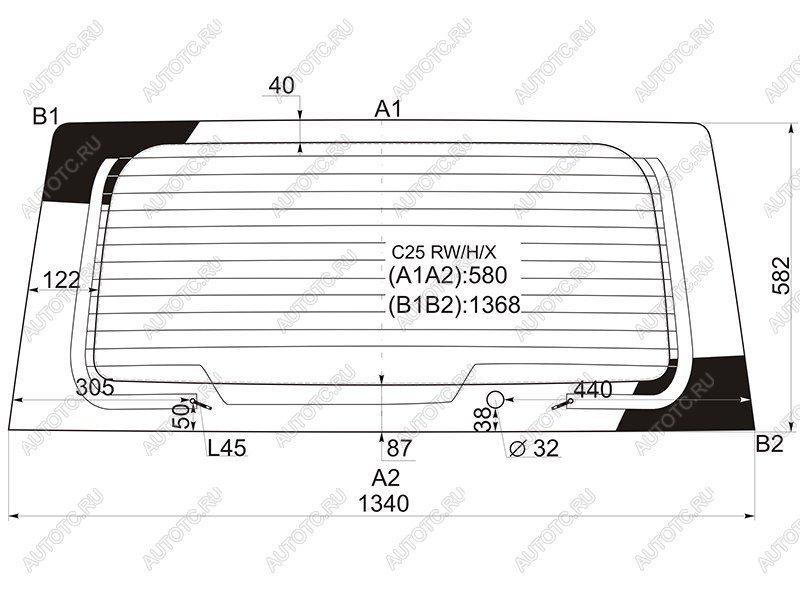 10 399 р. Стекло заднее (Цвет зеленый Обогрев) Nissan Serena 05-10  Suzuki Landy 07-10 XYG C25 RW/H/X  с доставкой в г. Воронеж