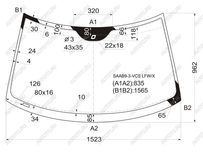 6 999 р. Стекло лобовое (Датчик дождя) Saab 9-3 02-14 XYG SAAB9-3-VCS LFW/X  с доставкой в г. Воронеж