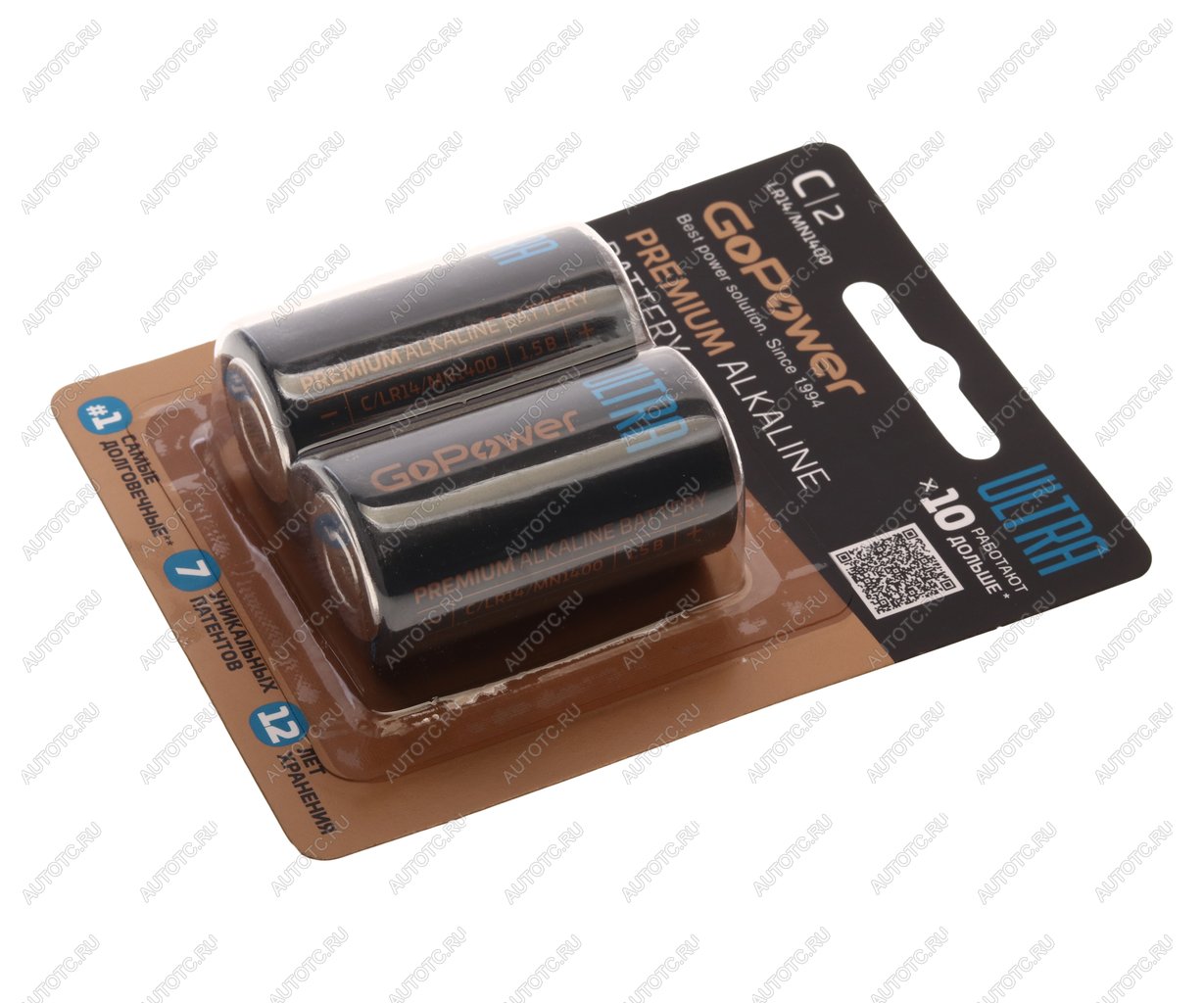 359 р. Батарейка C LR14 1.5V блистер 2шт. Alkaline Ultra GOPOWER GOPOWER 00-00026398  с доставкой в г. Воронеж