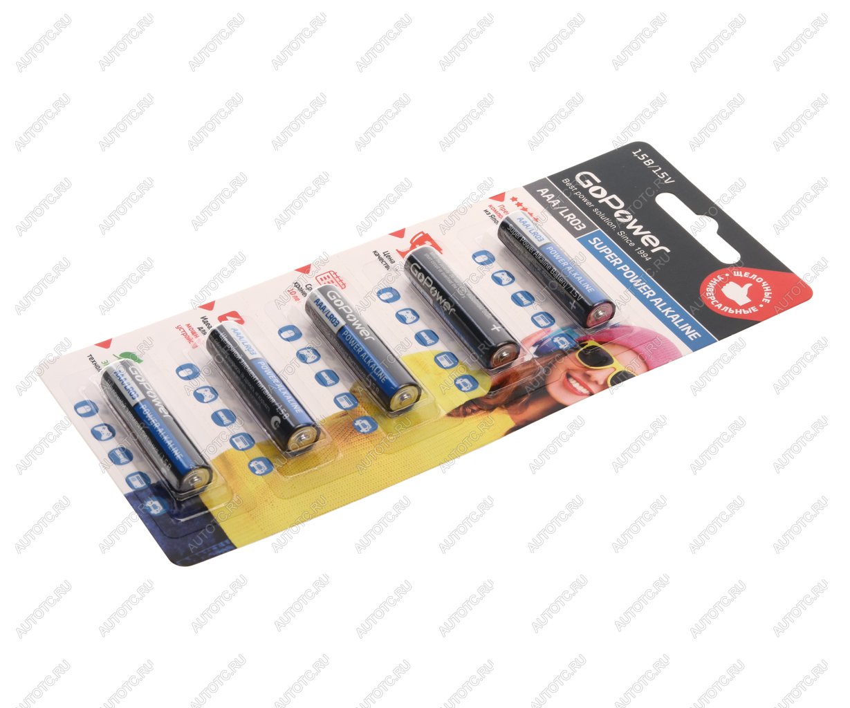 182 р. Батарейка AAA LR03 1.5V блистер 5шт. Alkaline GOPOWER GOPOWER 00-00023778  с доставкой в г. Воронеж