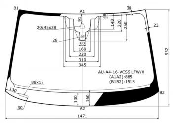 Стекло лобовое (Камера Датчик дождя Молдинг) Audi A4 15- XYG AU-A4-16-VCSS LFW/X