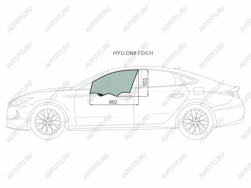 3 699 р. Стекло боковое опускное (Спереди/ Слева/ Цвет зеленый/ Крепления) Hyundai Sonata 19- XYG HYU-DN8 FD/LH, hyudn8fdlh XYG HYU-DN8 FD/LH  с доставкой в г. Воронеж