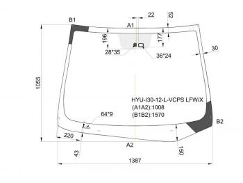 Стекло лобовое (Датчик дождя) Hyundai i30 11-17 XYG HYU-I30-12-L-VCPS LFW/X