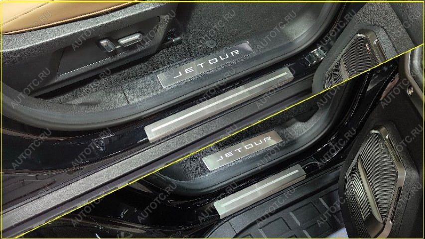 3 499 р. Накладки на пороги (лист шлифованный с полосой) 4шт  jetourt22401  с доставкой в г. Воронеж