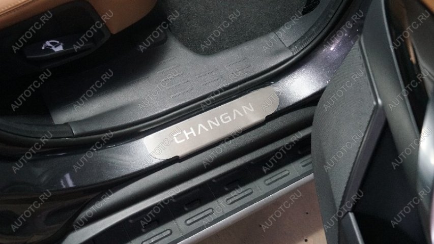 2 269 р. Накладки на пороги задние (лист шлифованный надпись Changan) 2шт  chancs95new2401  с доставкой в г. Воронеж