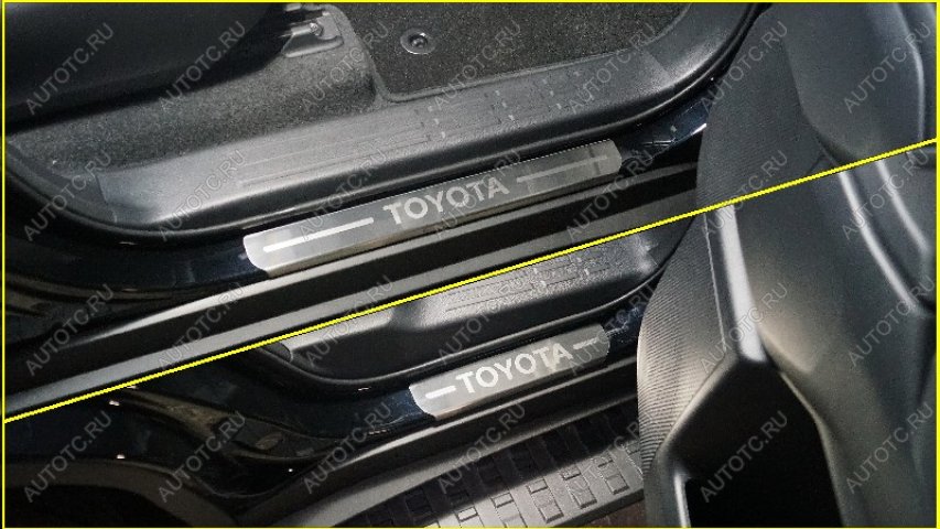 4 649 р. Накладки на пороги (лист шлифованный надпись Toyota) 4шт  toylc2502401  с доставкой в г. Воронеж