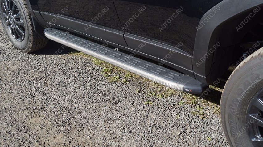 22 999 р. Пороги алюминиевые с пластиковой накладкой ТСС Тюнинг  Toyota Land Cruiser Prado  J250 (2023-2025) (карбон серые)  с доставкой в г. Воронеж