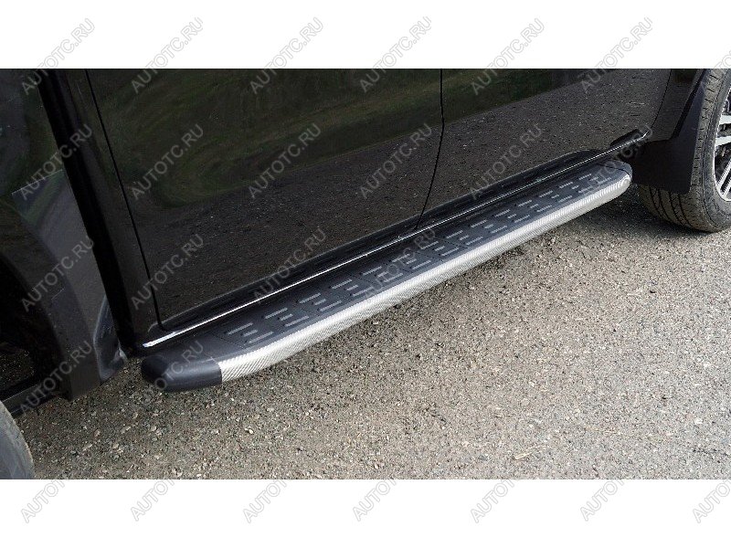 22 999 р. Пороги алюминиевые с пластиковой накладкой ТСС Тюнинг  JAC T9 (2021-2025) Pickup Double Cab (карбон серые)  с доставкой в г. Воронеж