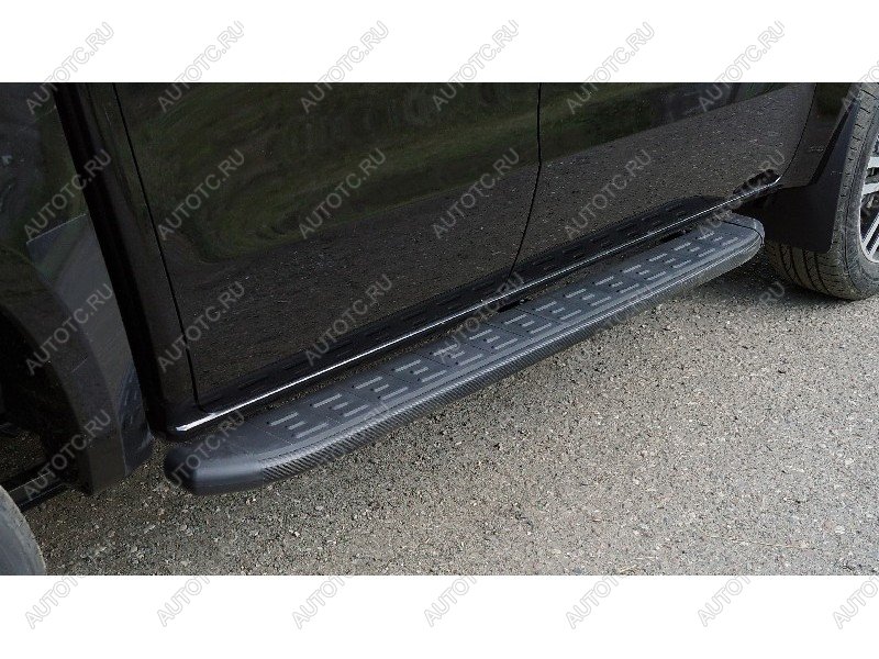 22 999 р. Пороги алюминиевые с пластиковой накладкой ТСС Тюнинг JAC T9 Pickup Double Cab (2021-2025) (карбон черные)  с доставкой в г. Воронеж