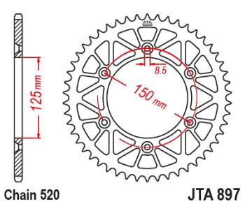 Звезда цепного привода JTA897.49ORG  jta897.49org
