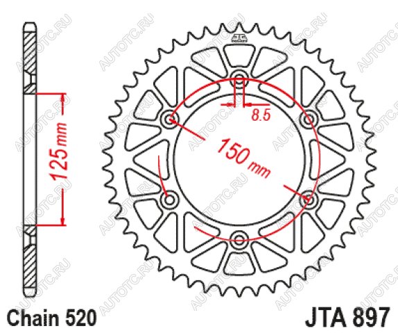 3 199 р. Звезда цепного привода JTA897.49ORG  jta897.49org  с доставкой в г. Воронеж