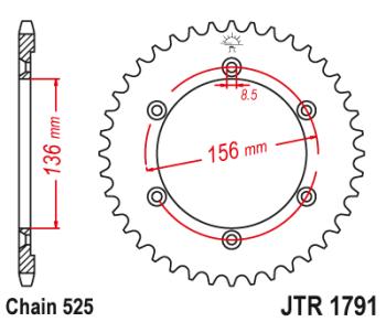 Звезда цепного привода JTR1791 43  jtr1791.43