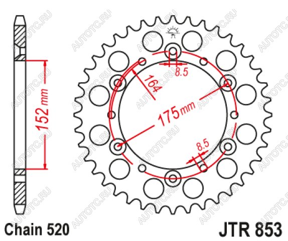 2 869 р. Звезда цепного привода JTR853 40  jtr853.40  с доставкой в г. Воронеж