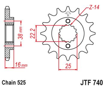Звезда цепного привода JTF740 15RB  jtf740.15rb