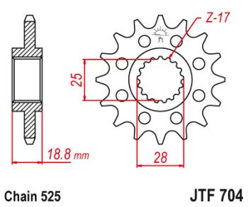 Звезда цепного привода JTF704 15  jtf704.15
